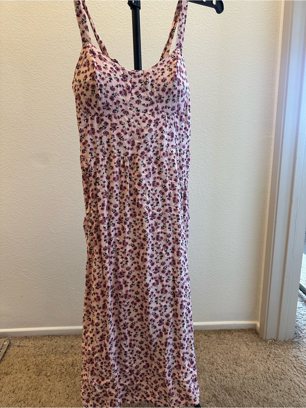 AUW Pink Floral Sleeveless Slip Dress